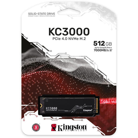 Kingston kc3000 512 gb ssd (zwart, skc3000s 512g, pcie 4.0 nvme, m.2 2280)