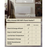 Mill steel wifi paneelverwarming pa1500wifi4a, 1500 watt convector (wit, wifi 2,4 ghz (wifi 6), bluetooth 5.2, zigbee 3.0 + app)