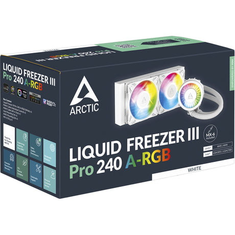 Arctic liquid freezer iii pro 240 a-rgb waterkoeling (wit, 4-pins pwn fan-connector)