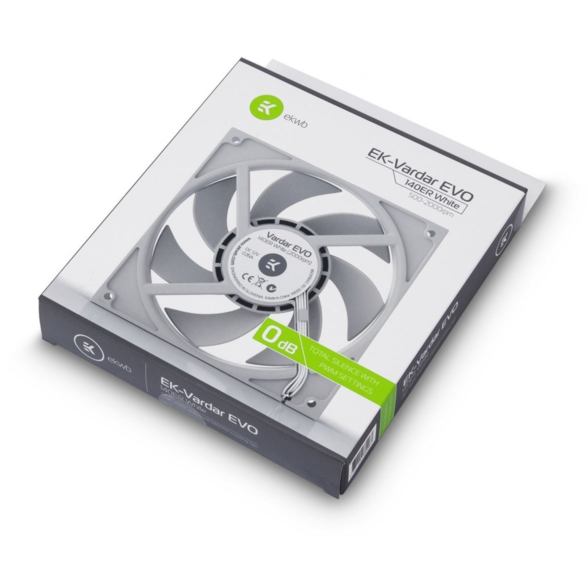 Ekwb ek-vardar evo 140er white bb (500-2000) case fan (140 x 140 x 25 mm, pwm)