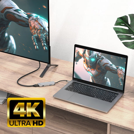 Act connectivity usb-c 4k multiport adapter voor 2 hdmi schermen, usb-a datapoort (aluminium)