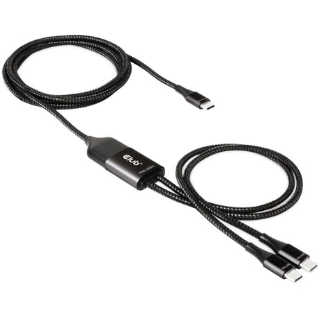 Club 3d usb type-c, y oplaadkabel naar 2x usb type-c splitterkabel (zwart, 1,83 meter, max. 100 w)