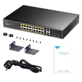 Cudy 16-gbe poe+ switch with 2 uplink gbe and 2 uplink sfp (zwart)