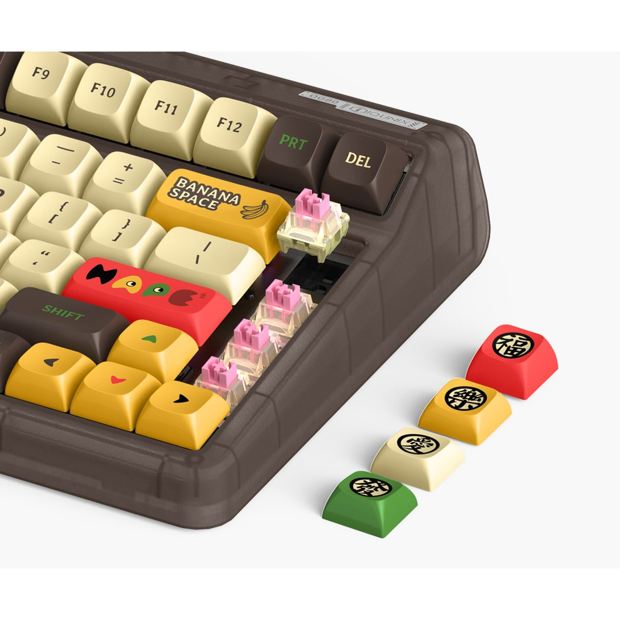 Iqunix og80 happy ape wireless mechanical keyboard (zwart, us lay-out (qwerty), iqunix moonstone turbo, 80% (tkl), rgb leds, hot-swappable, pbt, 2.4ghz | bluetooth 5.1 | usb-c)