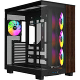 Thermaltake view 380 xl ws argb midi tower behuizing (zwart houtkleur | 2x usb-a | 1x usb-c | rgb | tempered glass)