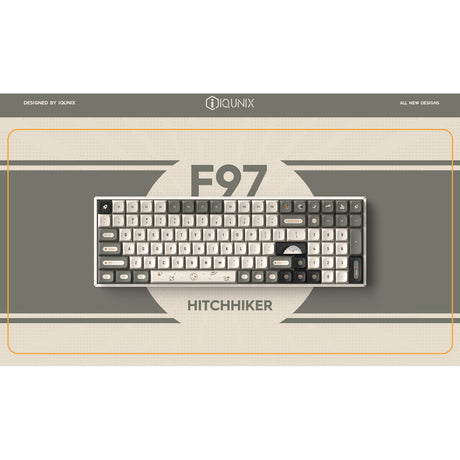 Iqunix f97 hitchhiker wireless mechanical keyboard (grijs, us lay-out (qwerty), cherry mx brown, 96%, rgb leds, hot-swappable, pbt, 2.4ghz | bluetooth 5.1 | usb-c)