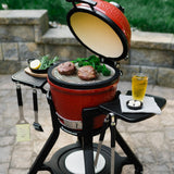 Kamado joe joe jr®-kar met zijtafels barbecuewagen (zwart)