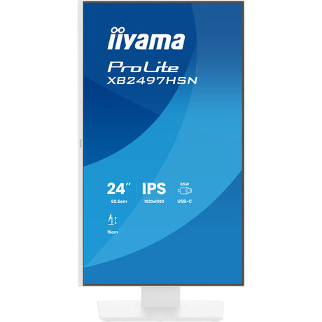 Iiyama prolite xb2497hsn-w1 23.8 monitor (wit, hdmi, displayport, usb-c, audio, lan, 100 hz)