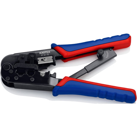 Knipex krimptang 97 51 10 sb (blauw rood, rj-11 12 en rj-45 stekker)