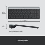 Logitech mk470 slim draadloze desktopset (zwart, us-international lay-out (qwerty), scissor switches, 100%, 1000 dpi)