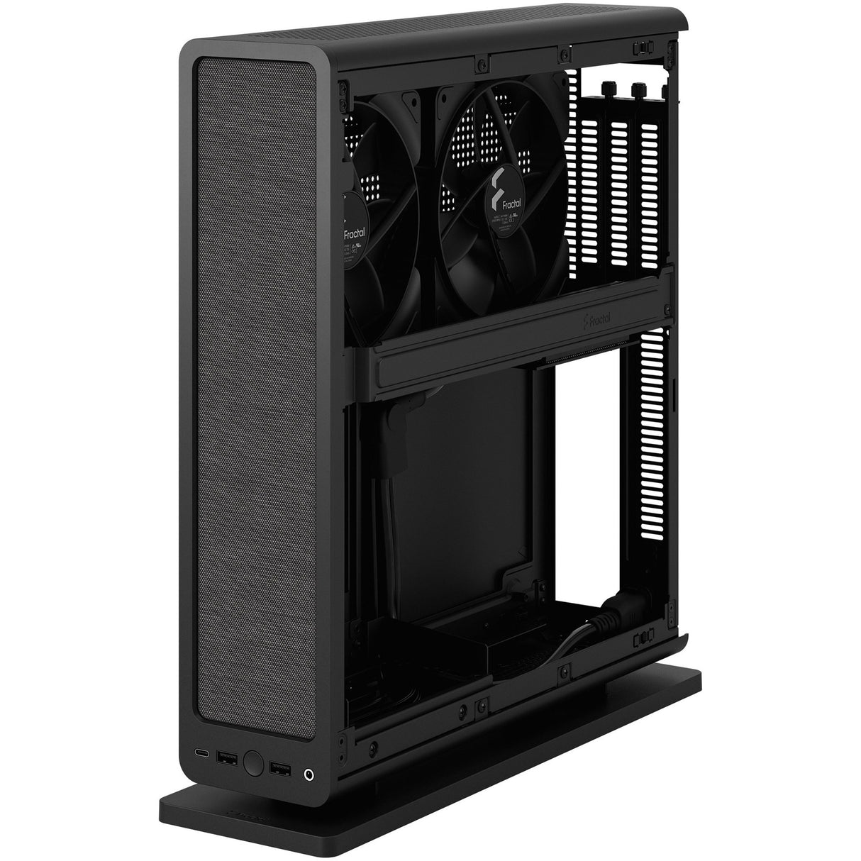 Fractal design ridge black mini tower behuizing (zwart | 2x usb-a | 1x usb-c)