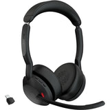 Jabra evolve2 55 - link390c ms stereo met oplaadhouder on-ear headset (zwart, stereo, microsoft teams, usb-c, link380c)