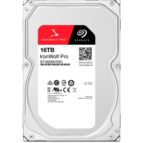 Seagate ironwolf pro 16 tb harde schijf (st16000nt001, sata 600, 24 7)