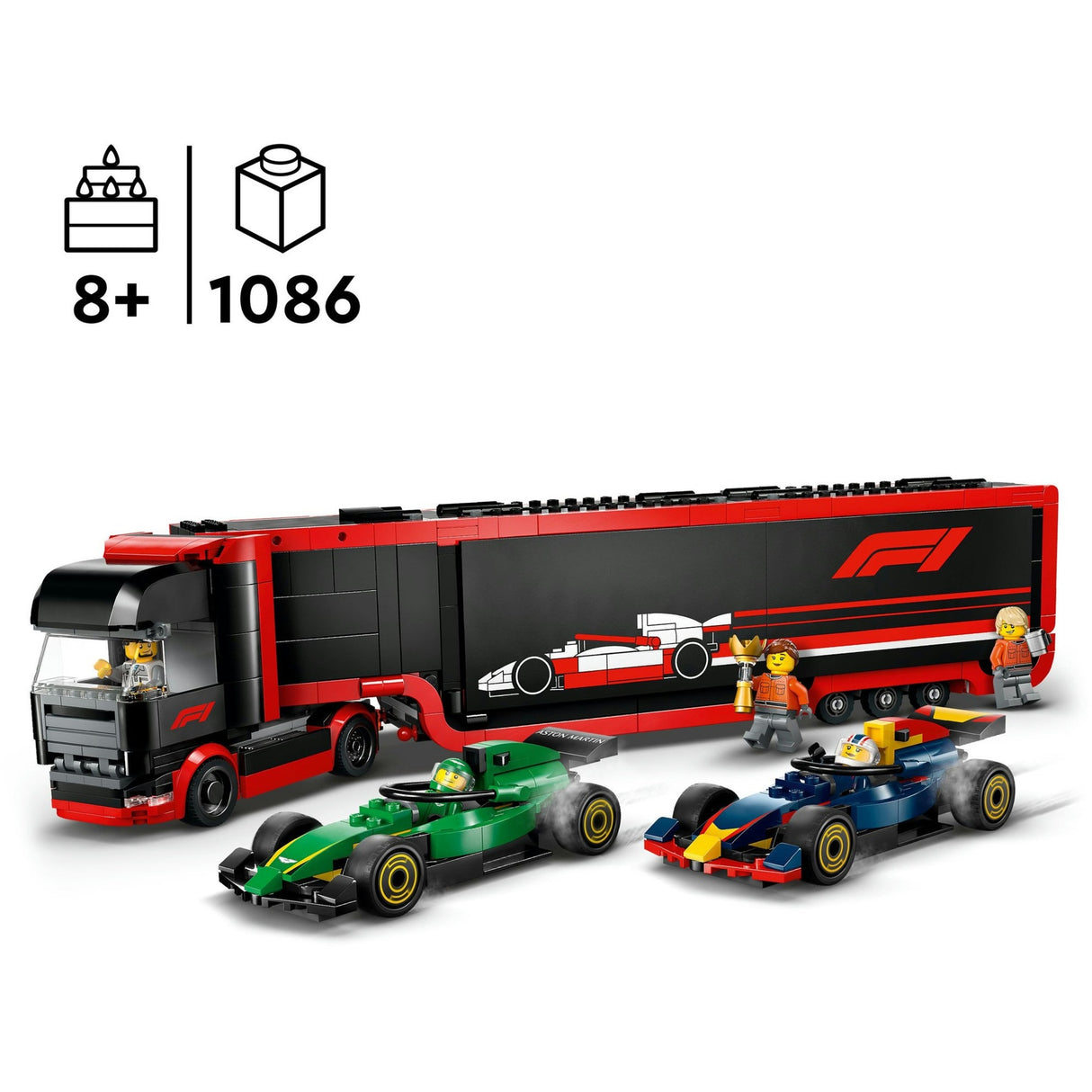 Lego city f1 truck met rb20 en amr24 f1® auto's speelset - 60445