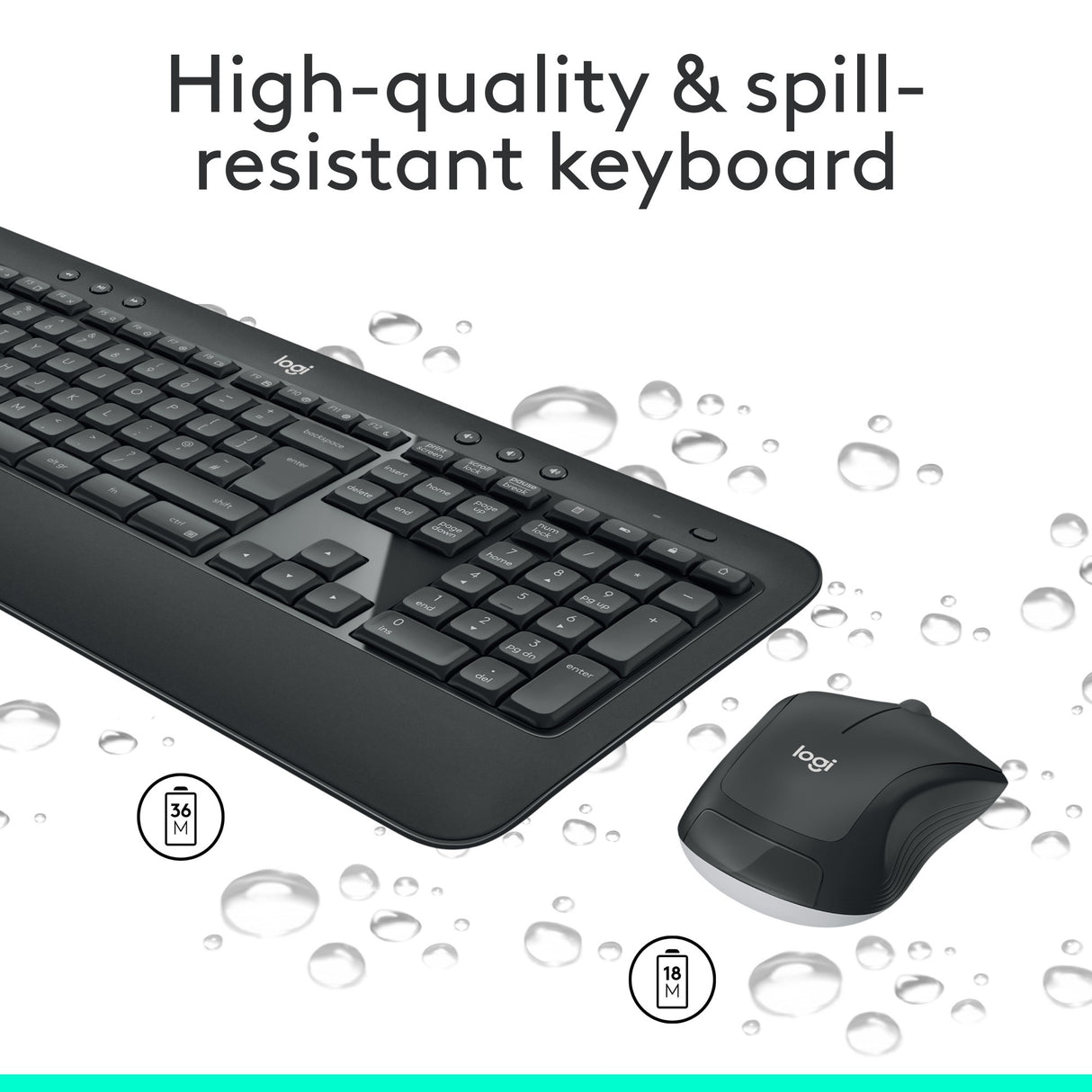 Logitech mk540 advanced draadloze desktopset (donkergrijs, eu lay-out (qwerty), 1000 dpi)