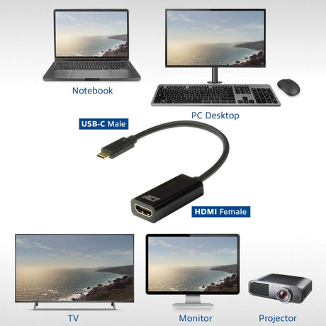 Act connectivity usb-c naar hdmi female adapter (zwart)