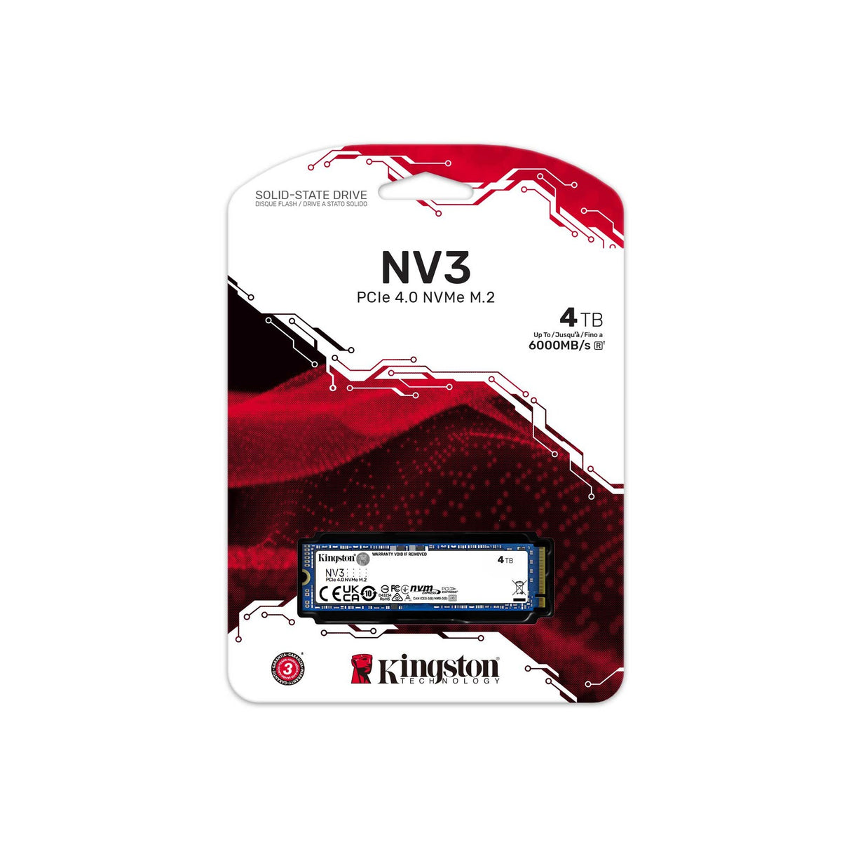 Kingston nv3 4 tb ssd (snv3s 4000g, pcie 4.0 x4, nvme, m.2 2280)