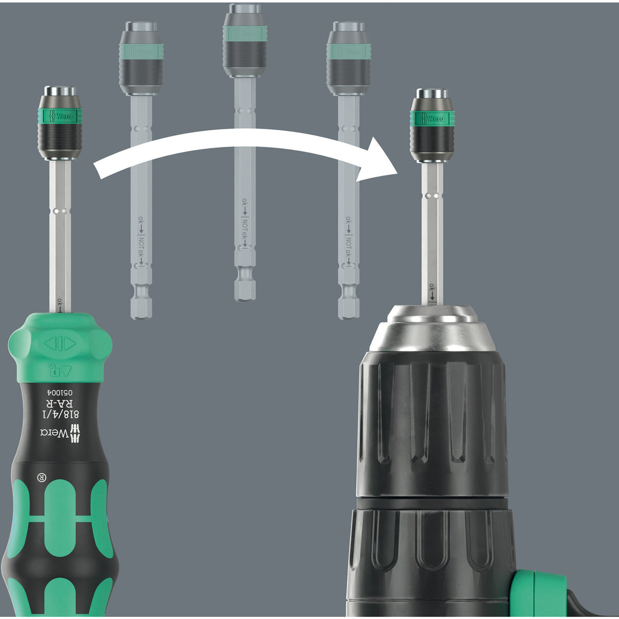 Wera kraftform kompakt 26 ra-r met etui, 6‑delig bitset (zwart groen)