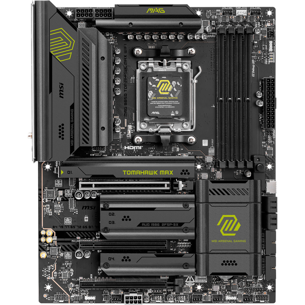 Msi mag b850 tomahawk max wifi socket am5 moederbord (raid, 5gb-lan, wi-fi 7, bt, sound, atx)