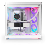 Nzxt h9 flow rgb midi tower behuizing (wit (mat) | 2x usb-a | 1x usb-c | rgb | tempered glass)