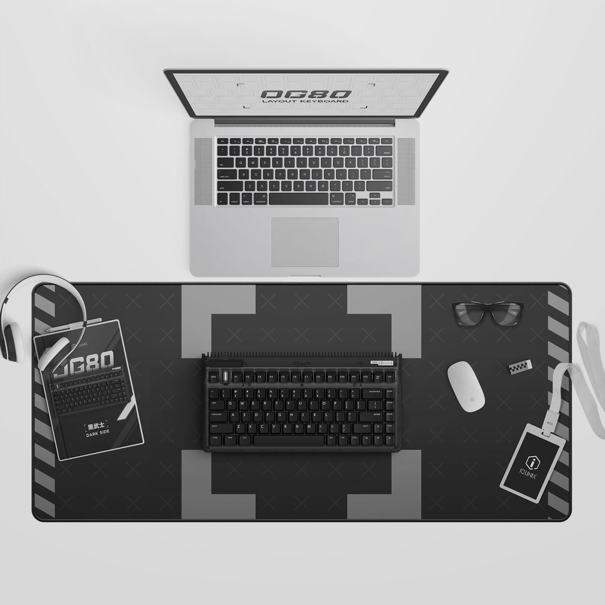 Iqunix og80 dark side wireless mechanical keyboard (zwart, us lay-out (qwerty), cherry mx blue, 80% (tkl), rgb leds, hot-swappable, pbt, 2.4ghz | bluetooth 5.1 | usb-c)