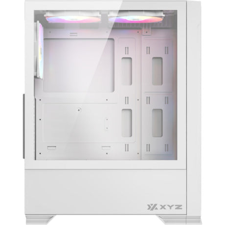 Xyz pc gear airone 300-x mesh midi tower behuizing (wit | 1x usb-a | 1x usb-c | tempered glass)