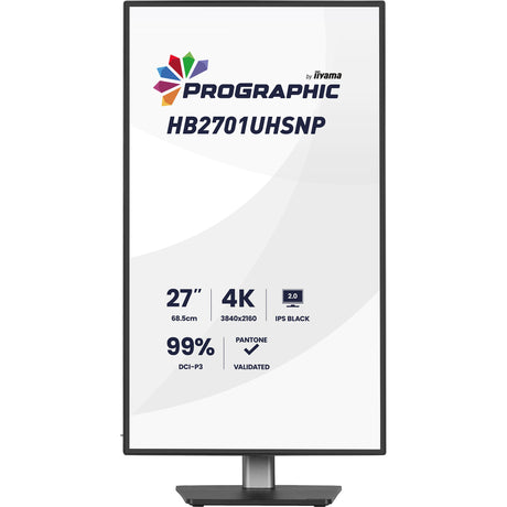 Iiyama prographic hb2701uhsnp-b1 27 4k ultra hd monitor (zwart (mat), 1x displayport, 1x hdmi, 2x usb-c, 3x usb-a, 1x rj-45)