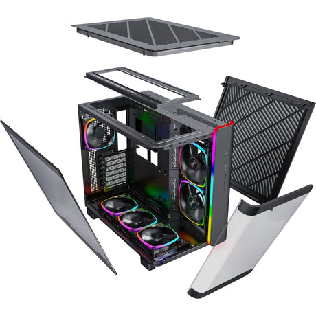 Montech king 95 pro midi tower behuizing (zwart | 2x usb-a | 1x usb-c | rgb | tempered glass)