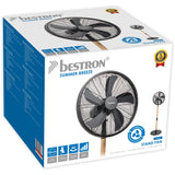 Bestron dfs45wb design statiefventilator (zwart houtkleur, ø 45 cm | stijlvol hout desgin)