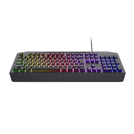 Trust gxt 836 evocx rgb gaming toetsenbord (zwart, us lay-out (qwerty), membraan, 100%, rgb)