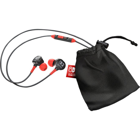 Powera bedrade oordopjes voor nintendo switch 2 in-ear (zwart rood, nintendo switch 2, nintendo switch, nintendo switch - oled model, nintendo switch lite)