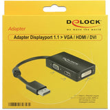 Delock displayport 1.2 naar vga hdmi dvi adapter (zwart)