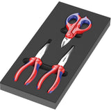 Wera 9781 schuimrubberen inzetstuk met knipex tangen set 2, 3‑delig tangenset (zwart grijs, in schuiminzet voor werkplaatswagen)