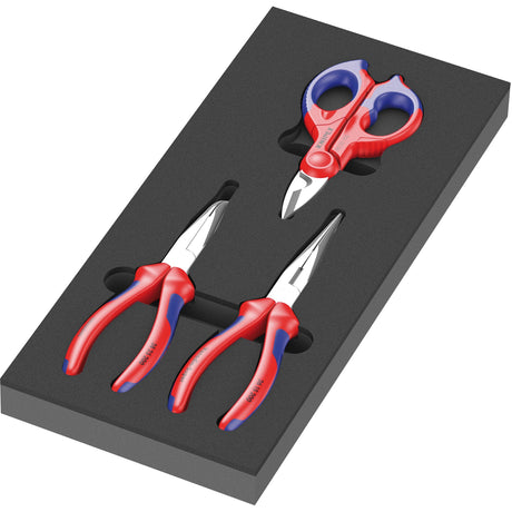 Wera 9781 schuimrubberen inzetstuk met knipex tangen set 2, 3‑delig tangenset (zwart grijs, in schuiminzet voor werkplaatswagen)