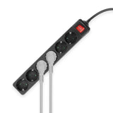 Act connectivity act stekkerdoos met lichtgevende schakelaar, 6 sockets, 3 m, zwart ac2465