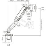 Act connectivity monitorarm office met gasveer, 1 scherm (zwart)