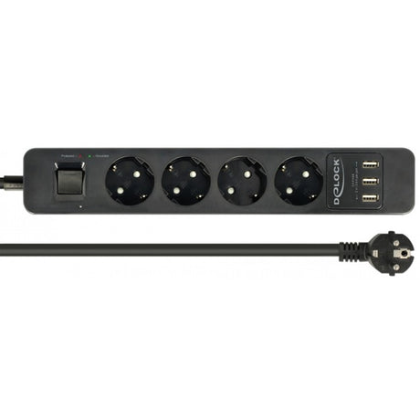 Delock 4-weg stekkerdoos met usb-poorten stekkerdoos (zwart)