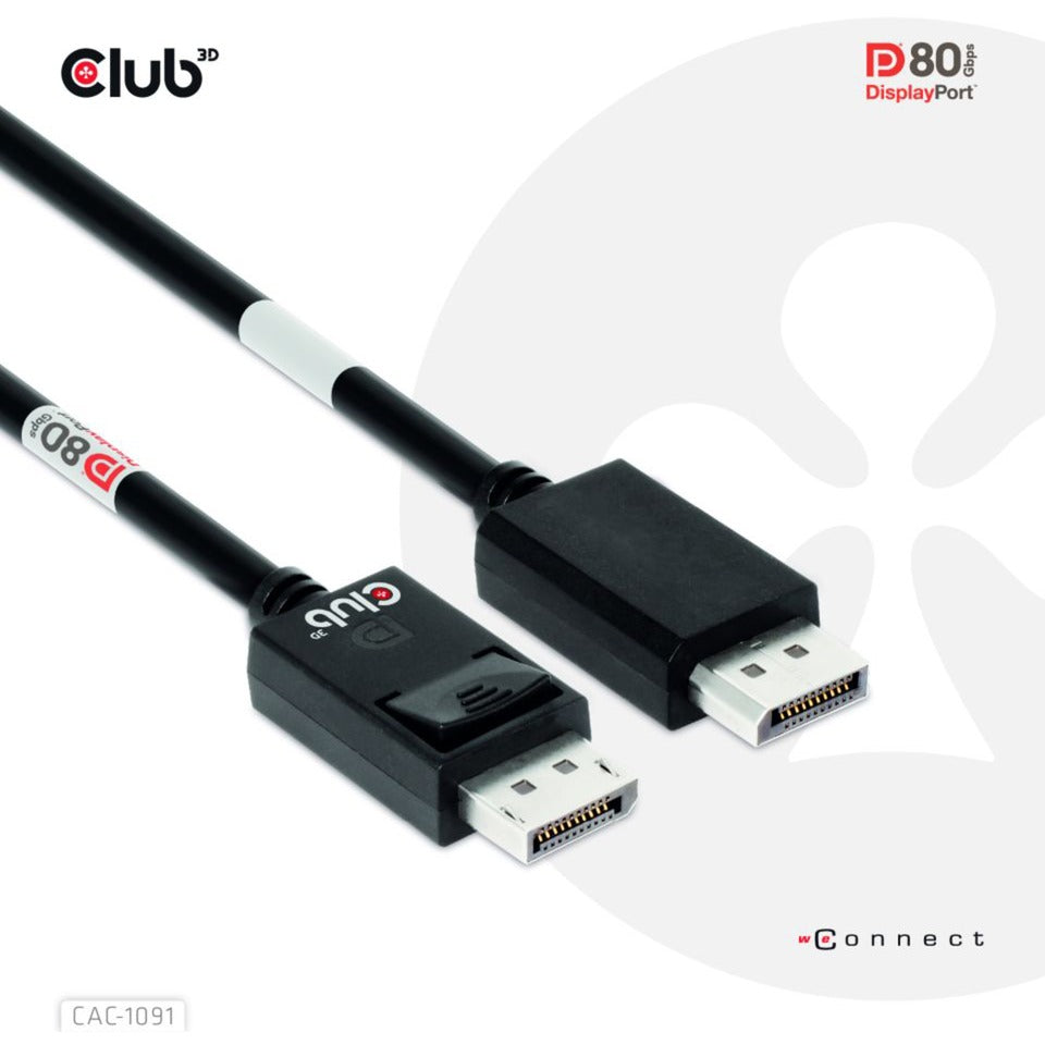 Club 3d gecertificeerde displayport 2.1 kabel (zwart, 1,2 meter, 8k)
