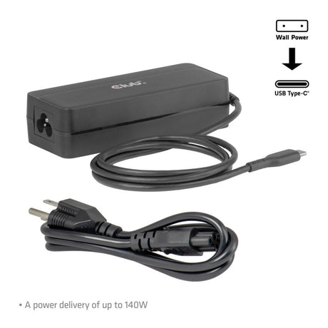 Club 3d usb-c laptop charger 140w, 1 meter (zwart)