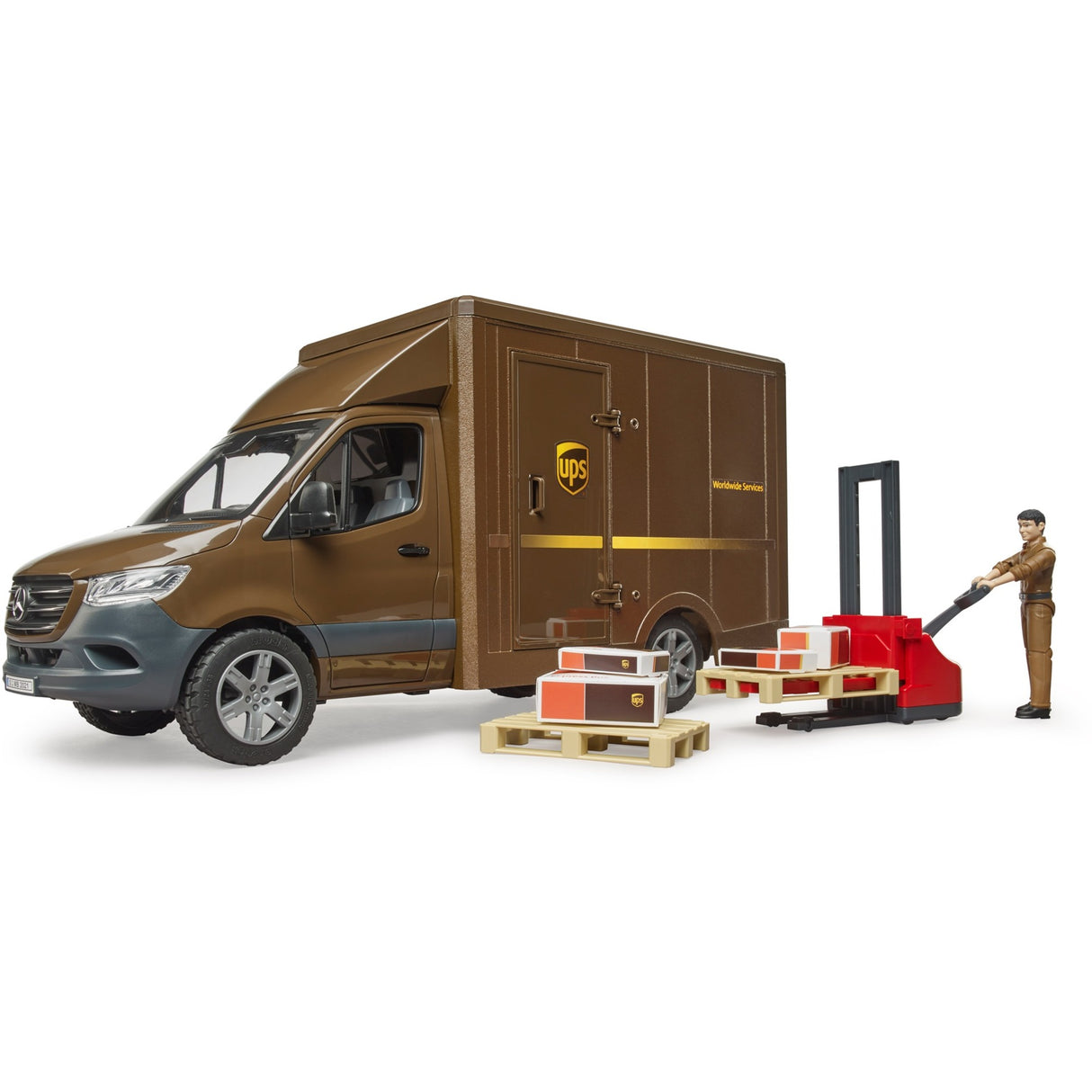 Bruder mb sprinter ups met chauffeur en toebehoren modelvoertuig (02678)