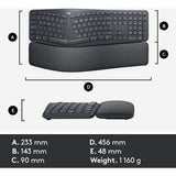 Logitech k860 ergo keyboard (zwart, 100%, bluetooth, us international iso)