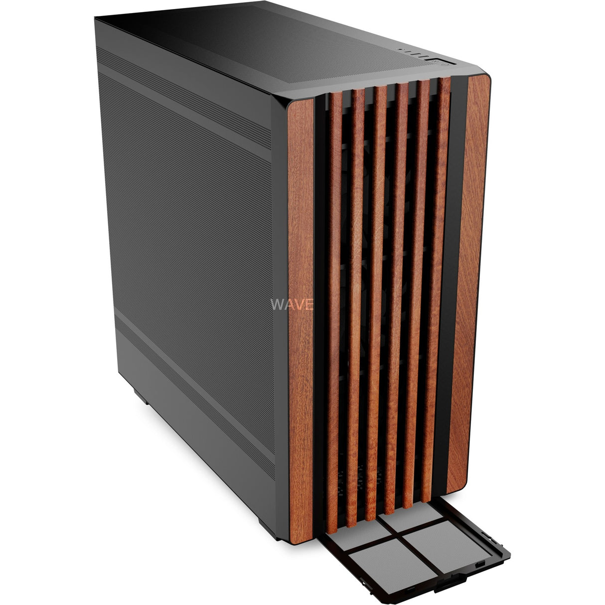 Sharkoon rebel c70m rgb midi tower behuizing (zwart houtkleur | 2x usb-a | 1x usb-c | rgb)