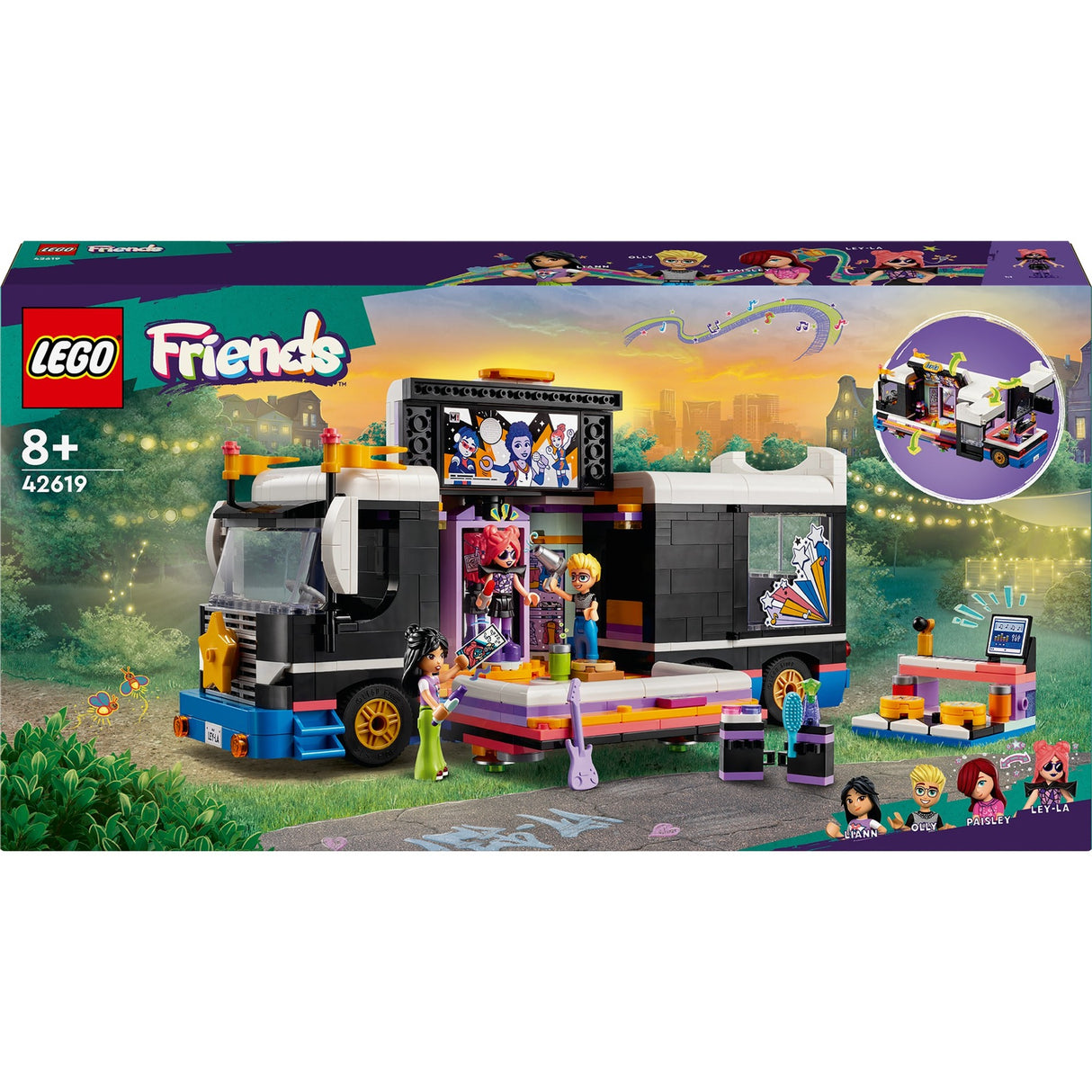 Lego friends - toerbus van popster constructiespeelgoed (42619)