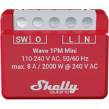 Shelly qubino wave 1pm mini relais (rood wit, 1-kanaals, z-wave)