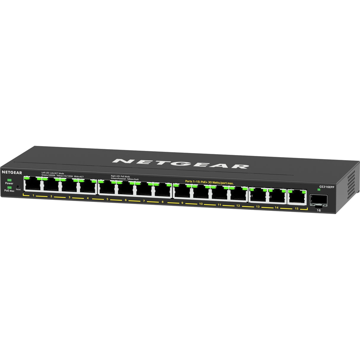 Netgear gs316epp switch (zwart)