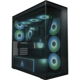 Arctic xtender midi tower behuizing (zwart (mat) | 2x usb-a | 1x usb-c | rgb | tempered glass)