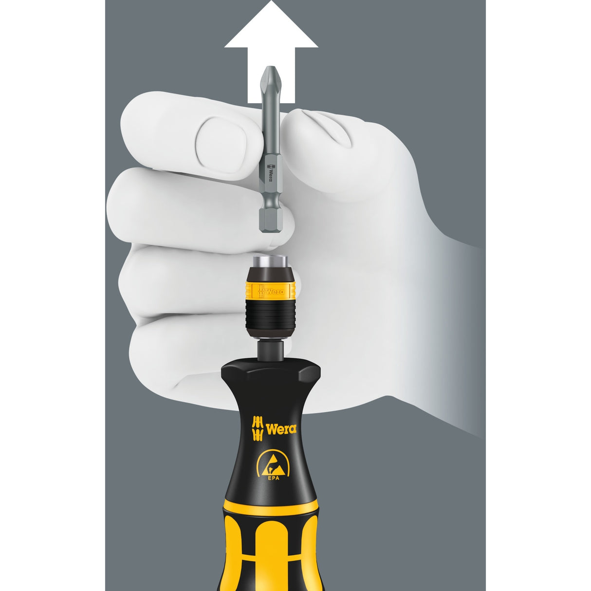 Wera bits-handhouder 813 r schroevendraaier (zwart geel, esd, niet magnetisch, 90mm)