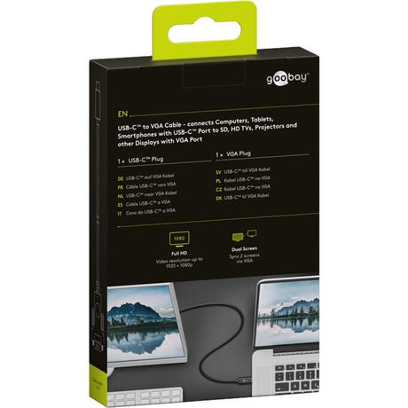 Goobay usb-c naar vga adapterkabel (zwart, 1,8 meter)