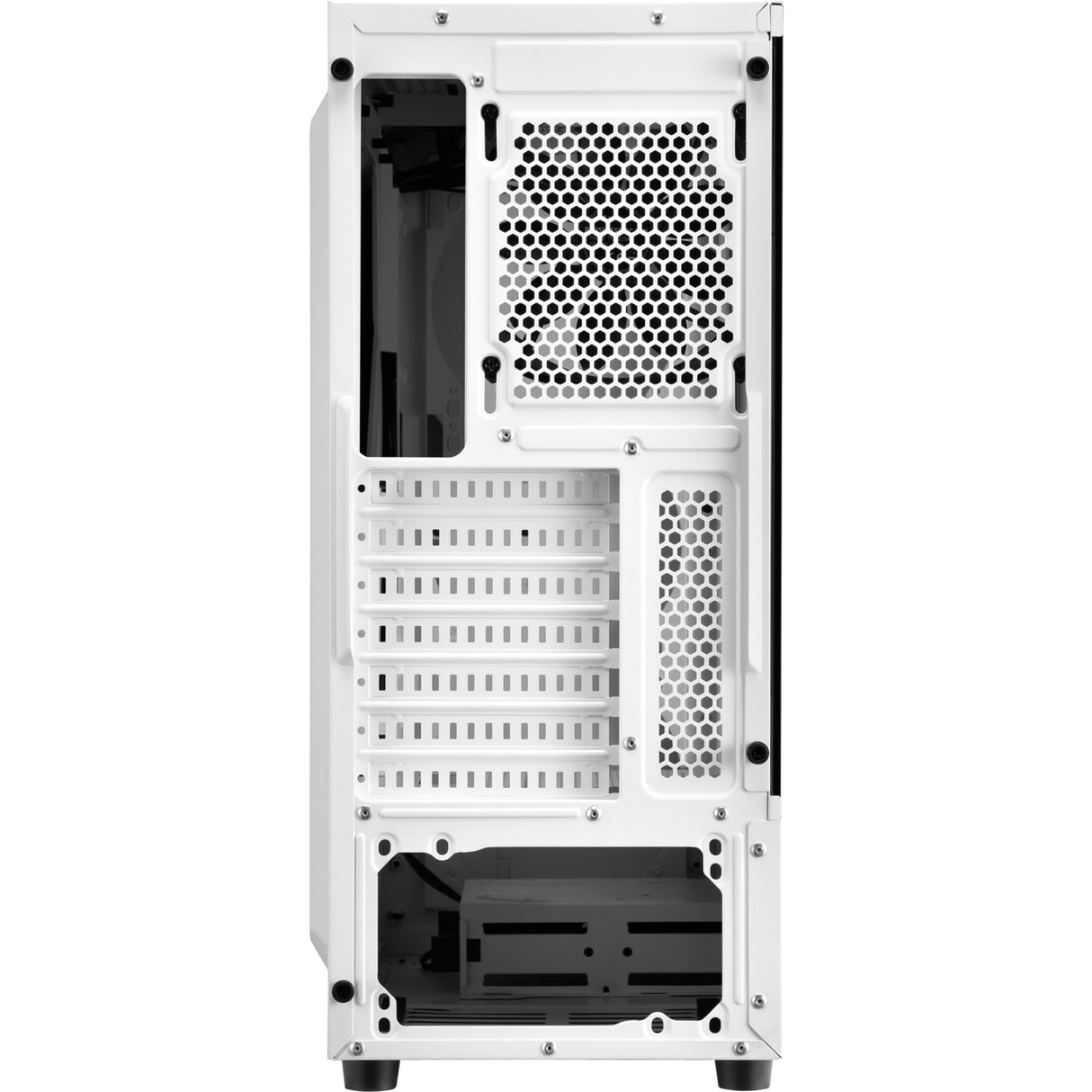 Sharkoon rgb slider midi tower behuizing (wit | 3x usb-a | rgb | tempered glass)