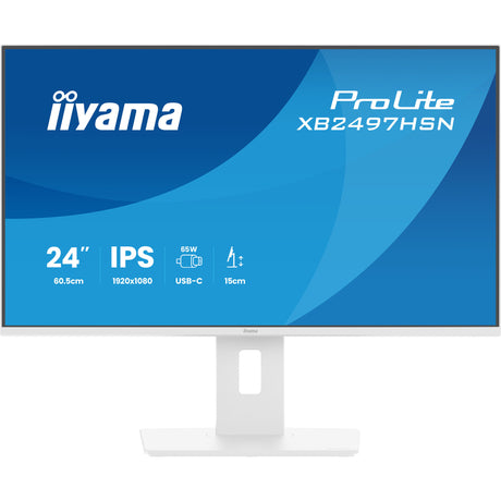 Iiyama prolite xb2497hsn-w1 23.8 monitor (wit, hdmi, displayport, usb-c, audio, lan, 100 hz)